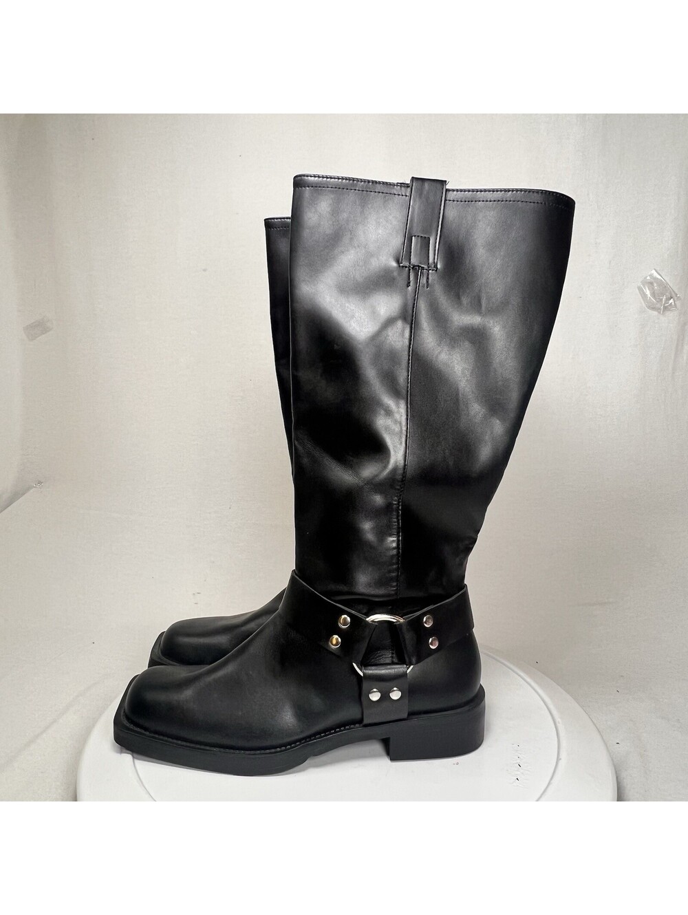 Time and Tru Women’s Faux Leather Tall Moto Harness Boots Size 8.5 New with Tags
